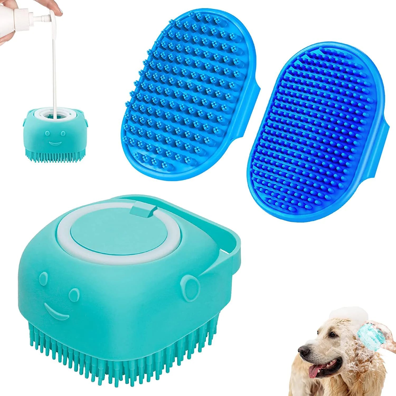 Kutyasampon adagolós fürdető- és masszázskefe 3 in 1