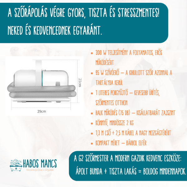 G2 Szőrmester – a szőrápolás új dimenziója kutyáknak és macskáknak - Habos Mancs